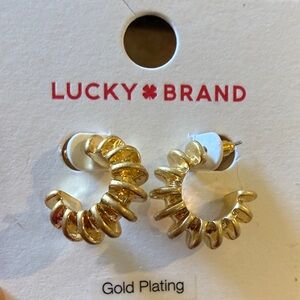 Lucky Brand Sculpted Gold Spiral Hoop Earrings